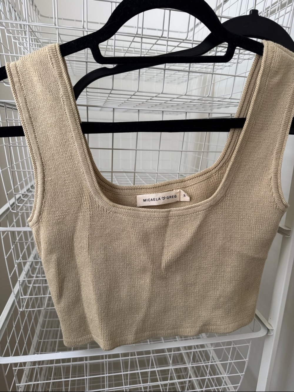 Micaela Greg Crop Tank Top in Beige